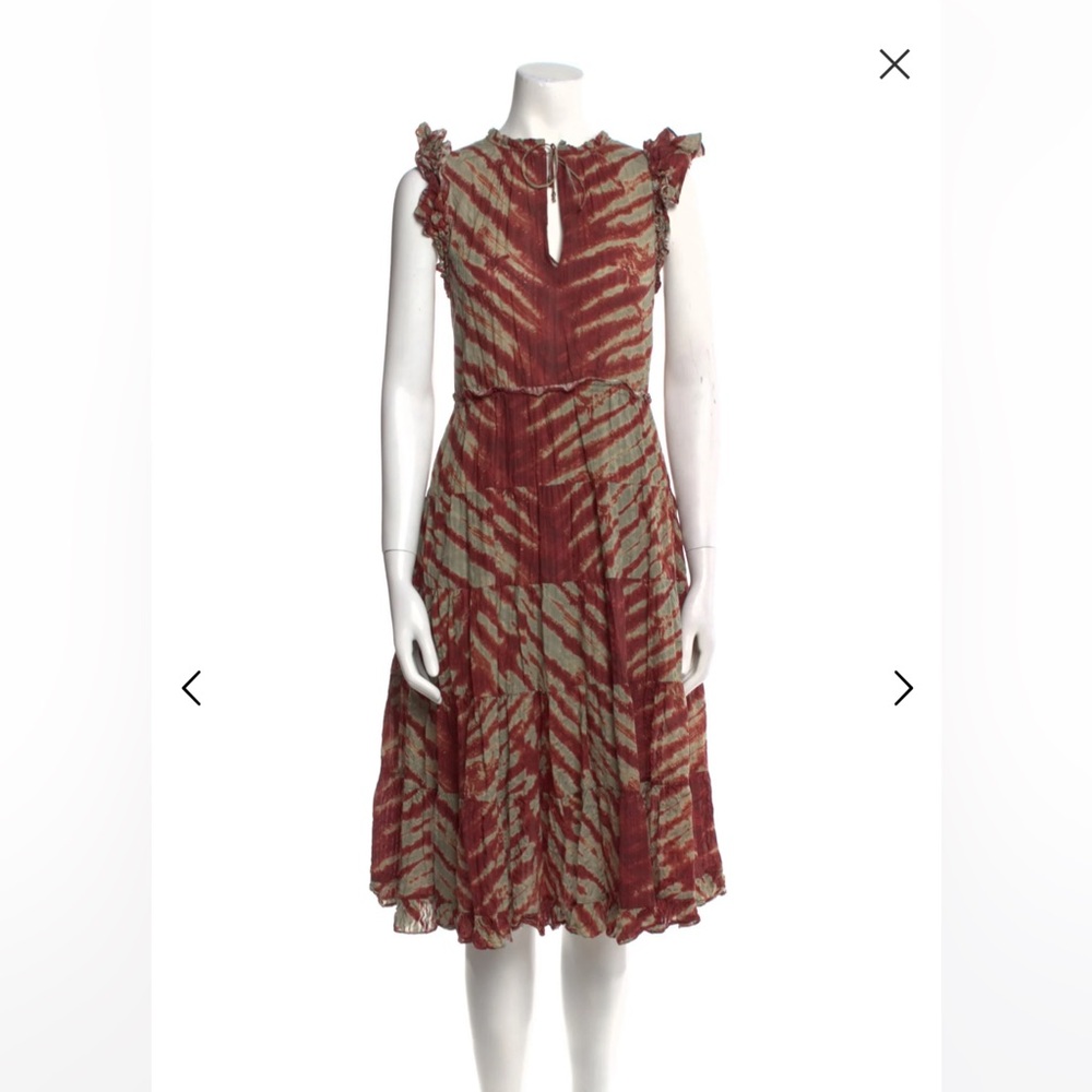 ❗️Ulla Johnson Burgundy and Beige Patterned Dress